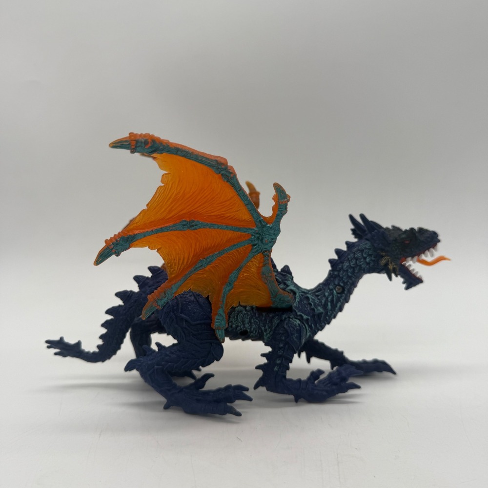 Chap Mei Dragon Action Figure Kids 8 Inch Blue Orange Wings Moving Mouth Fantasy